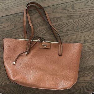 Guess Tan Leather Tote with Classic Design